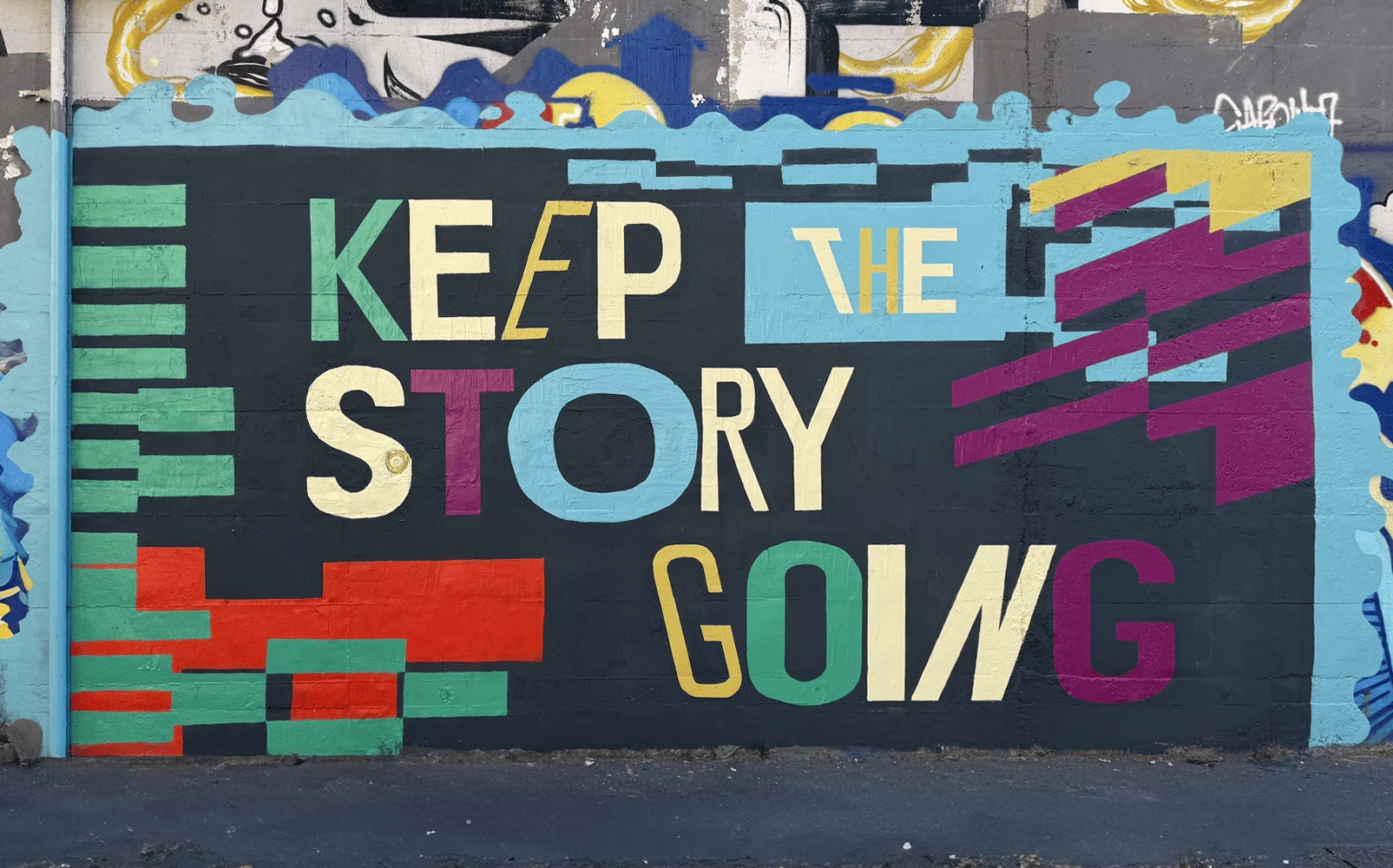Looperfest mural reading Keep the story going